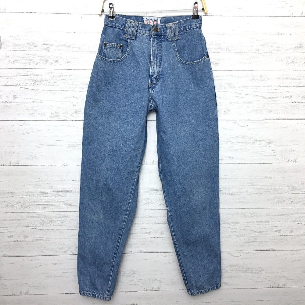 Vintage Beverly Hills BHDC Jeans Rigid High Rise Barrel Leg jrs size 7/8 x 31